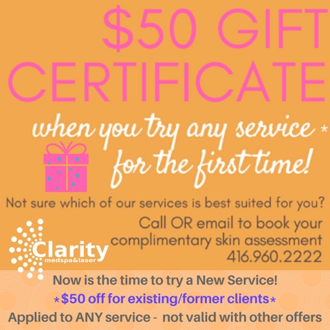 50 off promo by clarity med